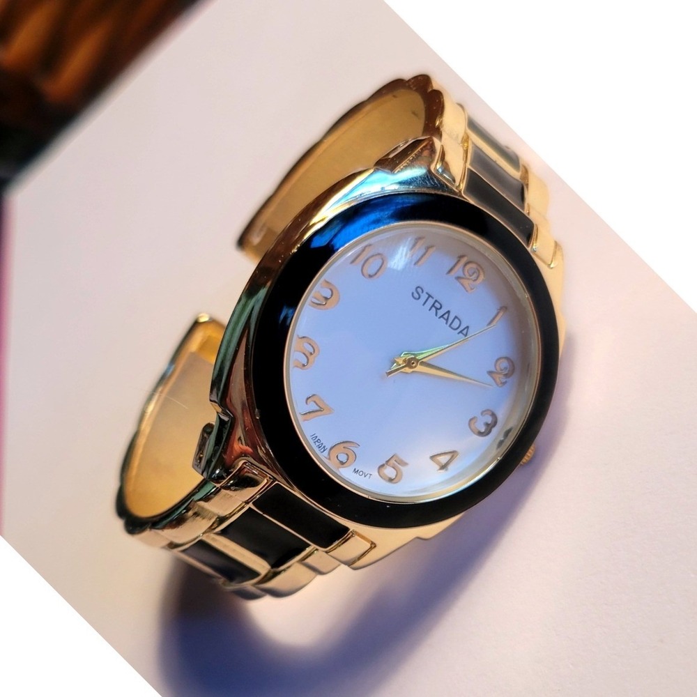NEW STRADA women's Bracelet Gold Tone White Dial Stainless Steel back Watch